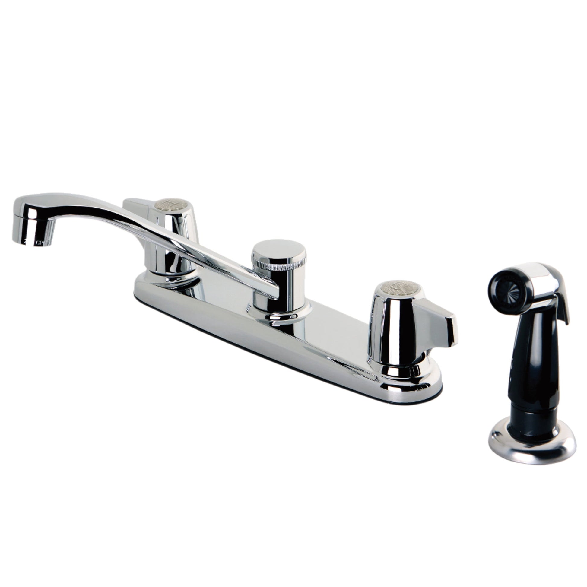 Kingston KB262 Magellan Two-Handle 4-Hole 8" Centerset Kitchen Faucet with Side Sprayer in Polished Chrome