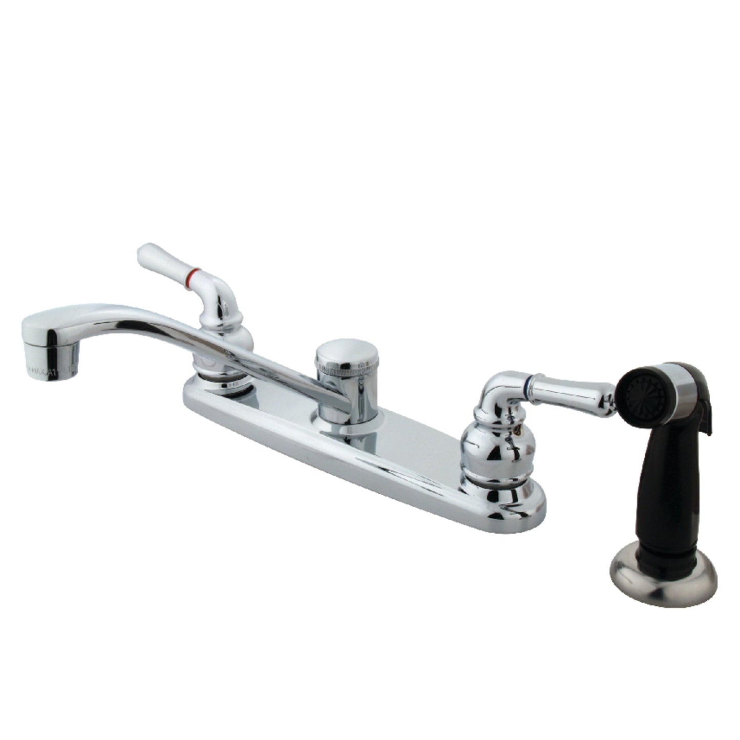 Kingston KB272 Magellan Two-Handle 4-Hole 8" Centerset Kitchen Faucet with Side Sprayer in Polished Chrome