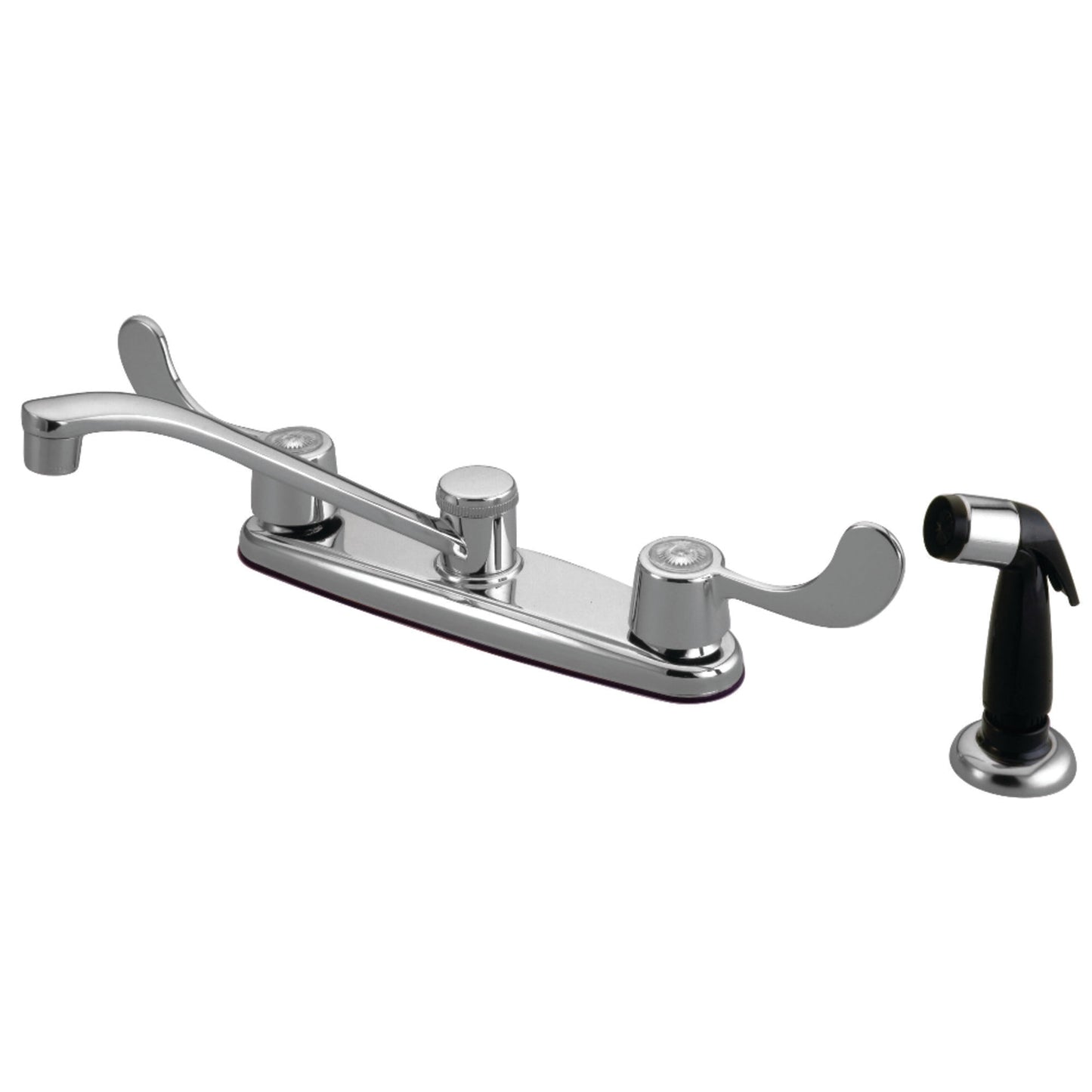 Kingston KB292 Magellan Two-Handle 4-Hole 8" Centerset Kitchen Faucet with Side Sprayer in Polished Chrome