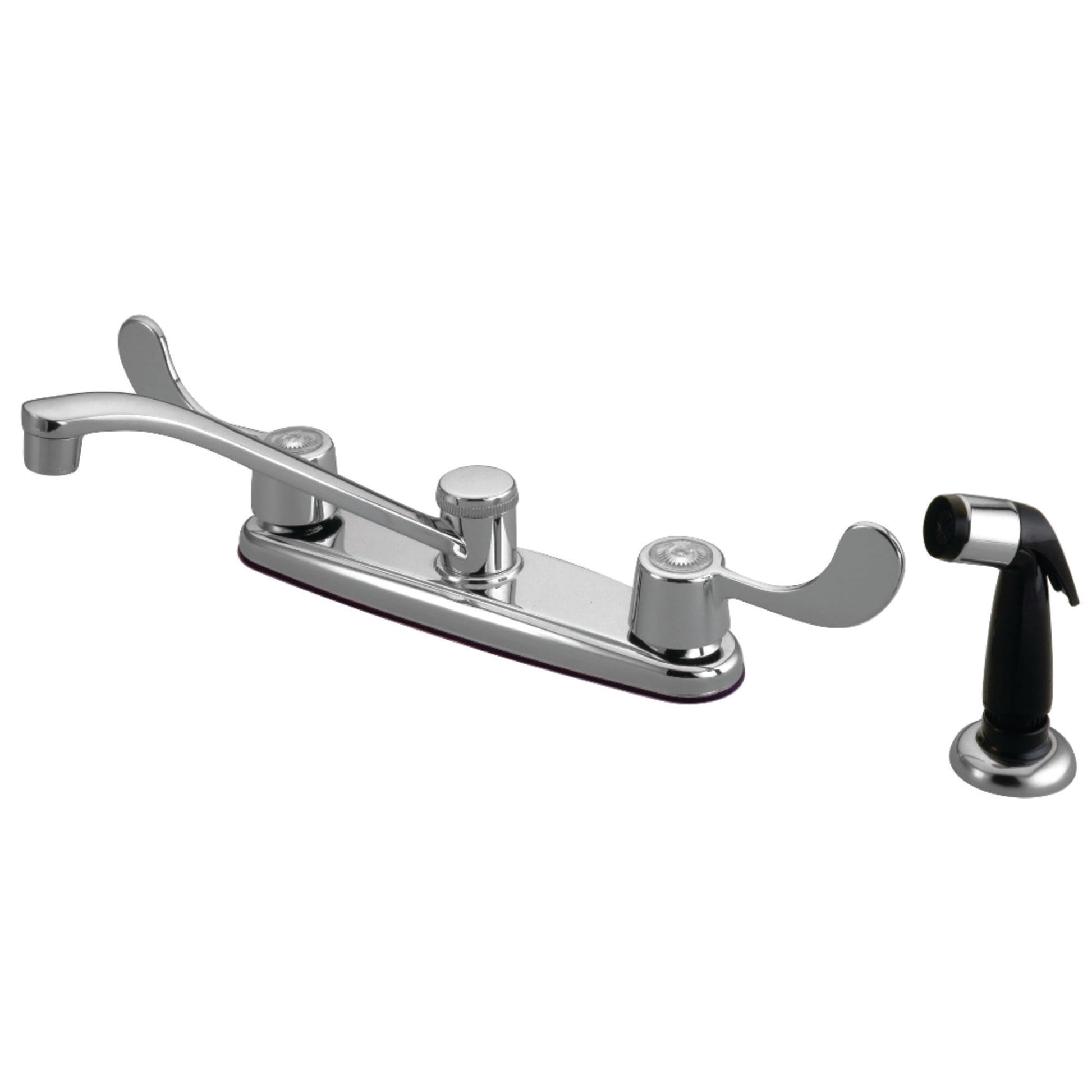 Kingston KB292 Magellan Two-Handle 4-Hole 8" Centerset Kitchen Faucet with Side Sprayer in Polished Chrome