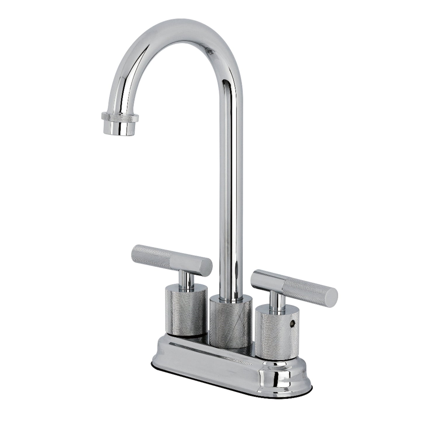 Kingston Brass KB5491KNL Convergent Double-Handle 4" Centerset Bar Faucet with Knurled Handle, Polished Chrome