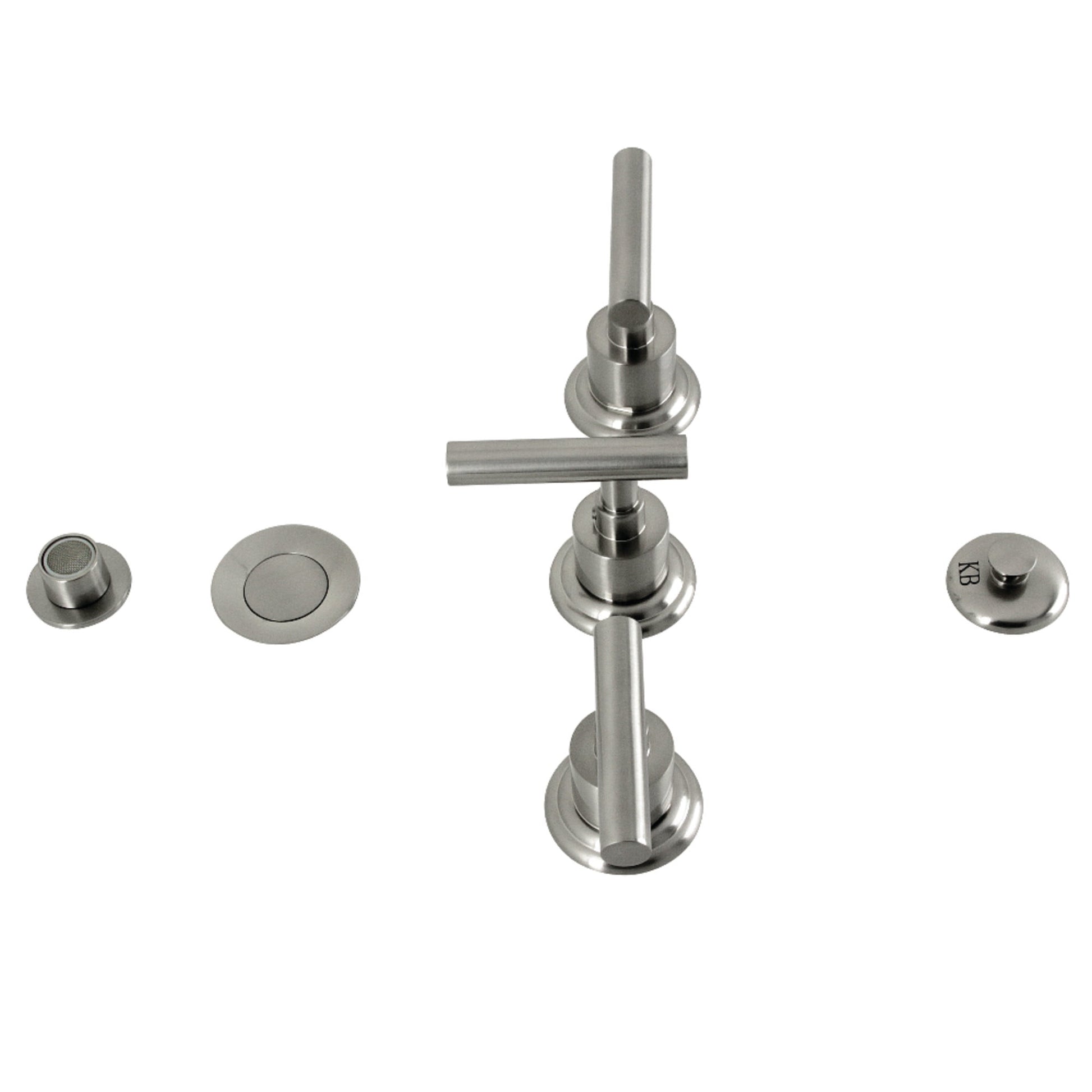 Kingston Brass KB6328CML Manhattan Three-Handle Bidet Faucet with Brass Pop-Up, Brushed Nickel
