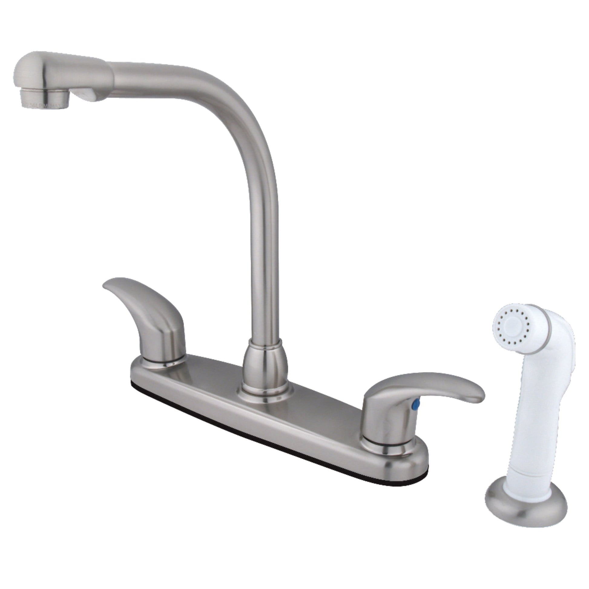 Kingston KB718LL Legacy Two-Handle 4-Hole 8" Centerset Kitchen Faucet with Side Sprayer in Brushed Nickel