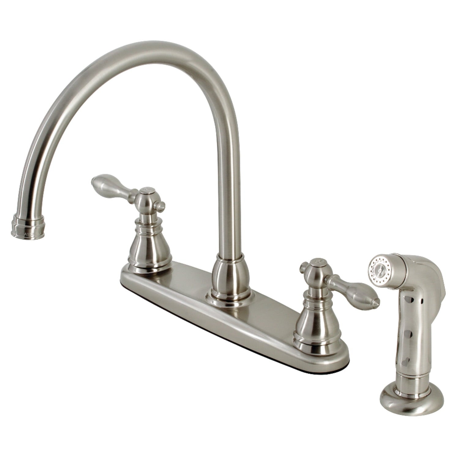 Kingston KB721ACLSP American Classic Two-Handle 4-Hole 8" Centerset Kitchen Faucet with Side Sprayer in Polished Chrome