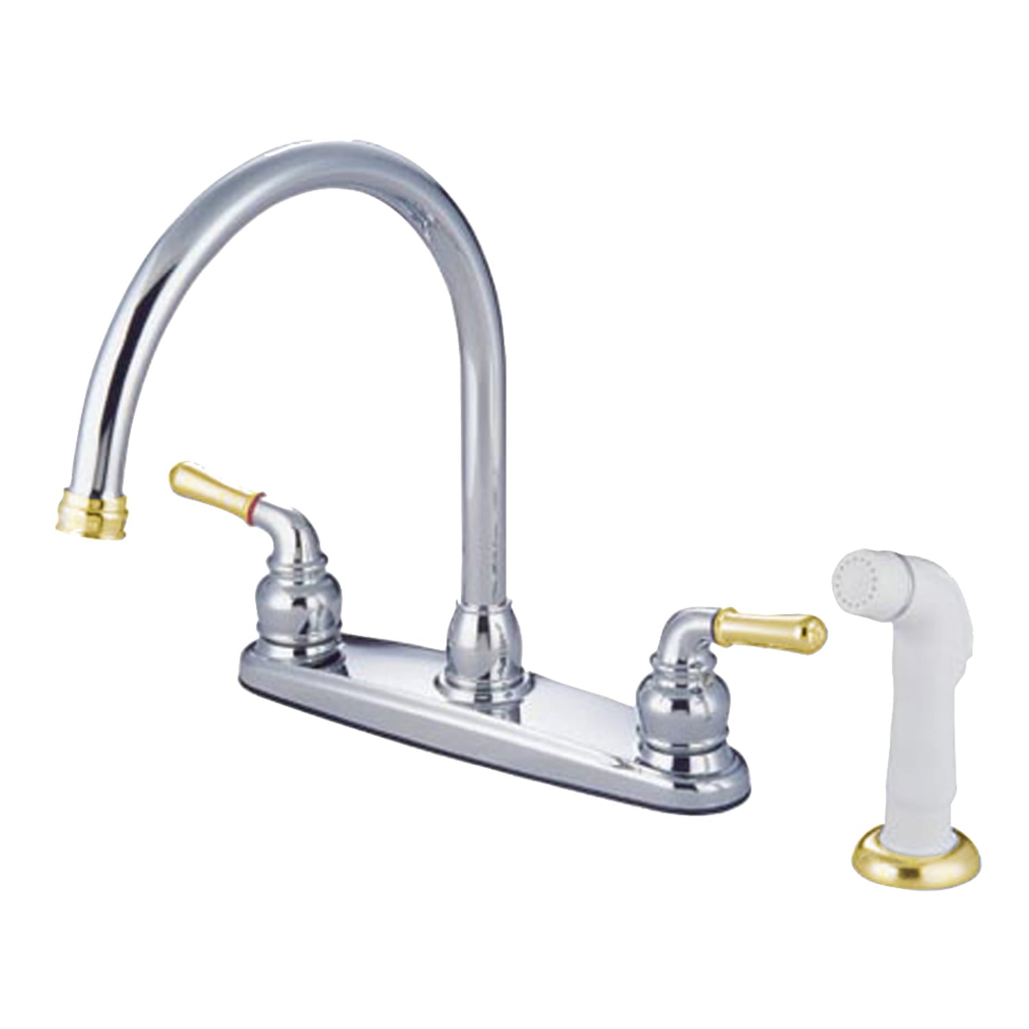 Kingston Brass KB794 8-Inch Centerset Kitchen Faucet, Polished Chrome/Polished Brass