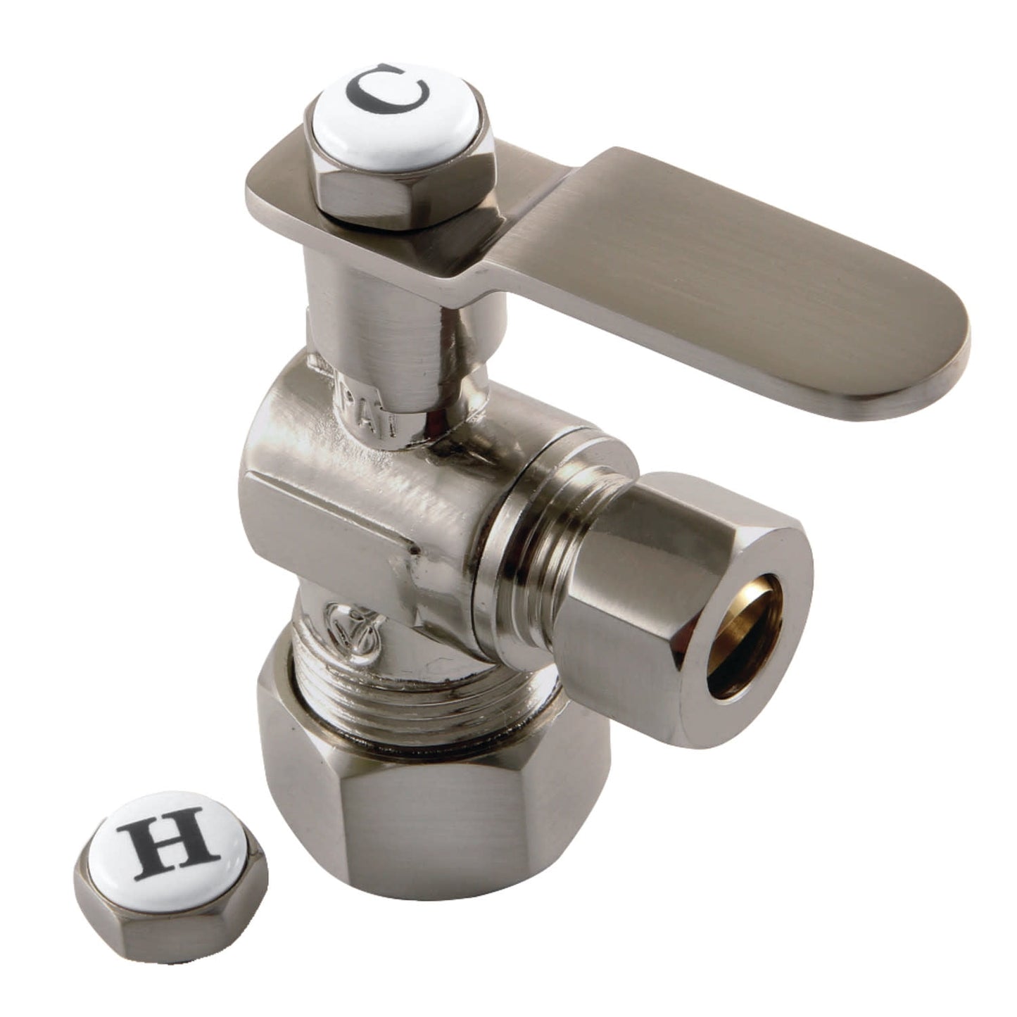 Kingston Brass KL5330BN 5/8" OD Comp x 3/8" OD Comp Angle Stop Valve, Brushed Nickel