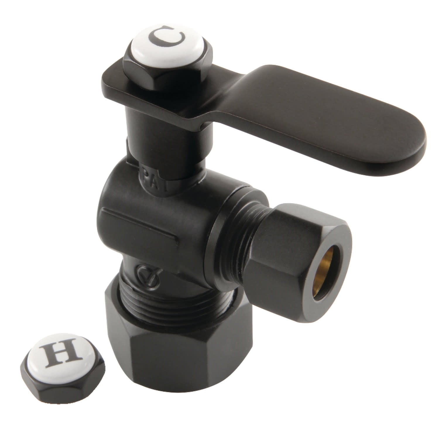 Kingston Brass KL5330MB 5/8" OD Comp x 3/8" OD Comp Angle Stop Valve, Matte Black
