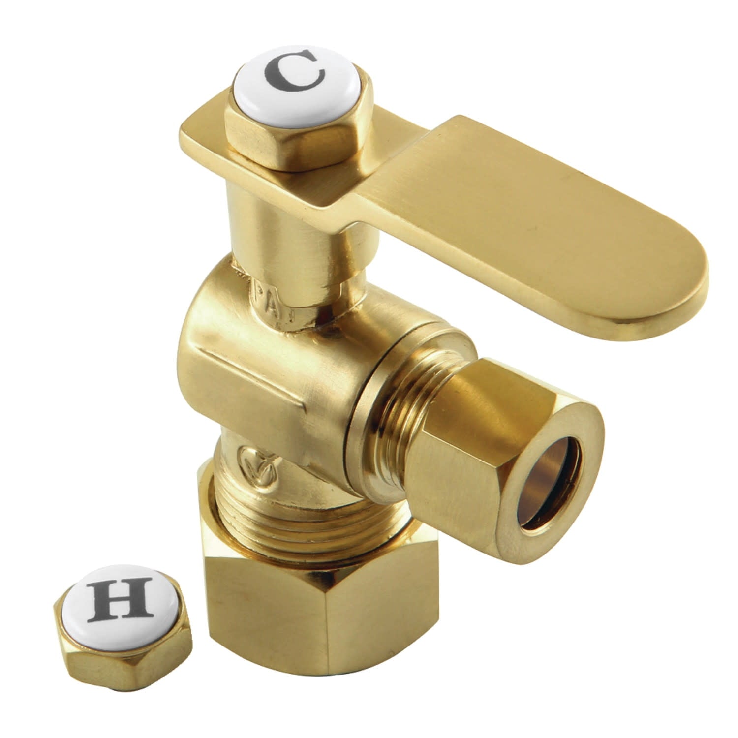 Kingston Brass KL5330PB 5/8" OD Comp x 3/8" OD Comp Angle Stop Valve, Polished Brass