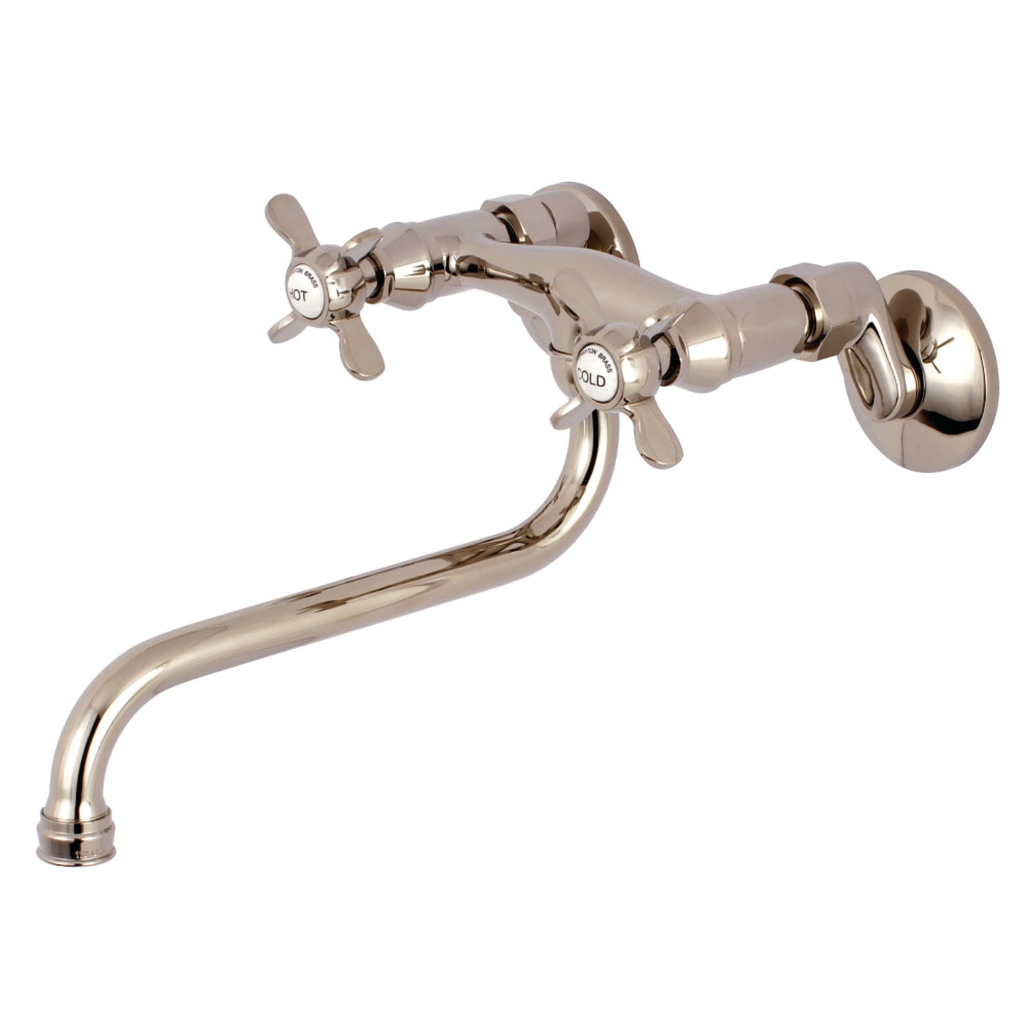 Kingston Brass KS115PN Essex Two Handle Wall Mount Bathroom Faucet, Polished Nickel