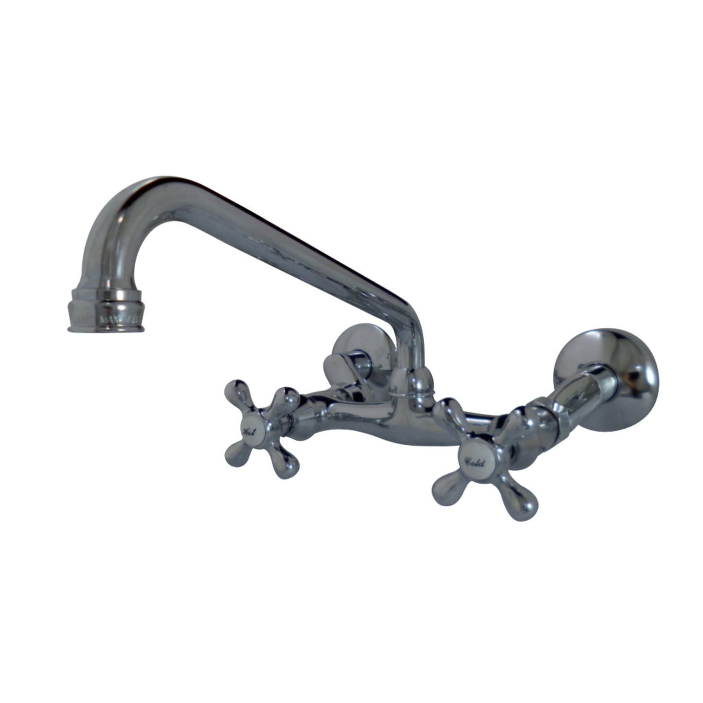 Kingston Brass KS200C Two-Handle Adjustable Center Wall Mount Kitchen Faucet, Polished Chrome