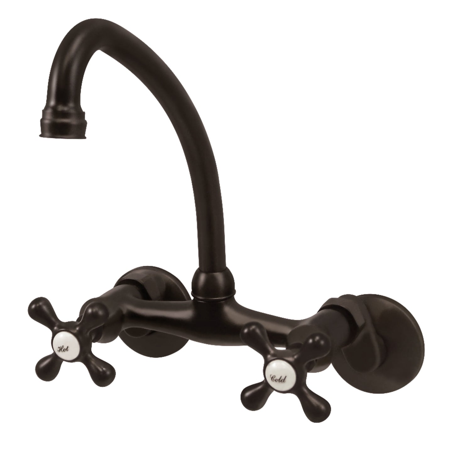 Kingston Brass KS214ORB Kingston Double-Handle 2-Hole Wall-Mount Bridge Kitchen Faucet in Oil Rubbed Bronze