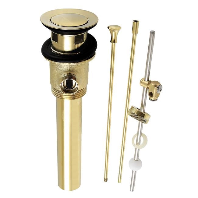 Kingston Brass KBT2122 16.25 in. 22 Gauge Brass Pop-Up Drain with Overflow & Extra Long Pop-Up Rod, Polished Brass