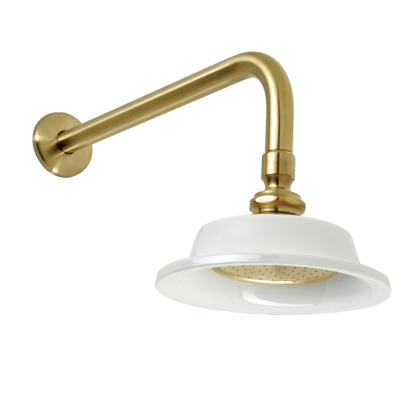 Kingston Brass P60SBCK Victorian 6-5/16-Inch Sunflower Raindrop Ceramic Shower Head with 12-Inch Shower Arm in Brushed Brass