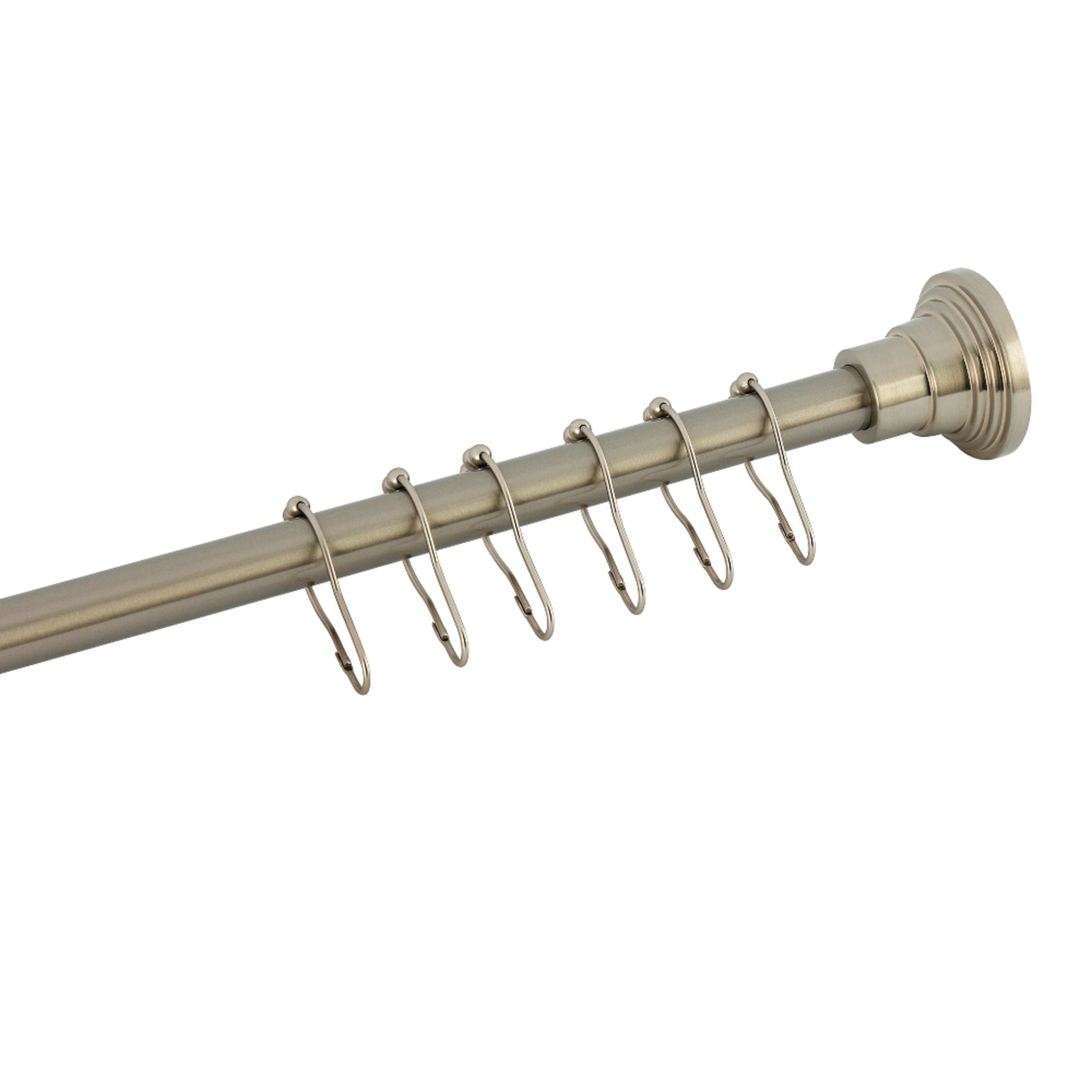 Kingston Brass SCC2818 Edenscape 38-Inch to 60-Inch Adjustable Shower Curtain Rod with Rings in Brushed Nickel
