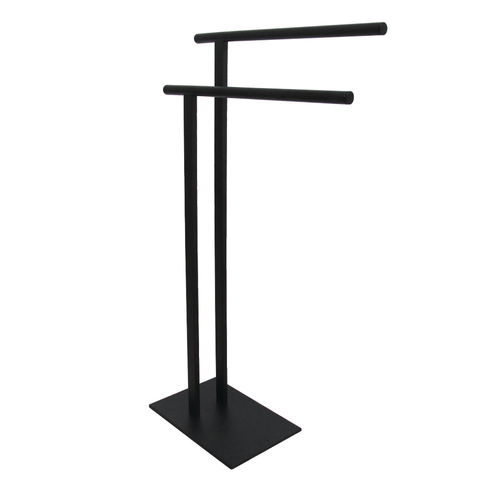 Kingston Brass SCC6030 Edenscape 32-7/16 Inch Freestanding Pedestal 2-Tier L-Shape Towel Rack in Matte Black
