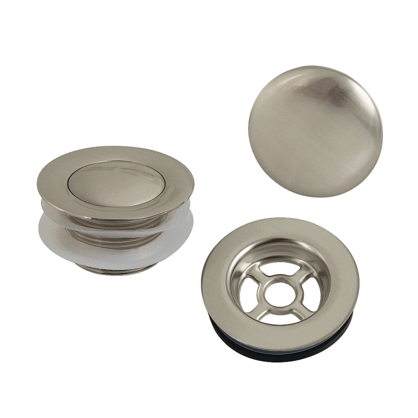 Kingston Brass VTDETRIM8 Trimscape Toe Touch Tub Drain Trim Kit with Overflow Plate, Brushed Nickel