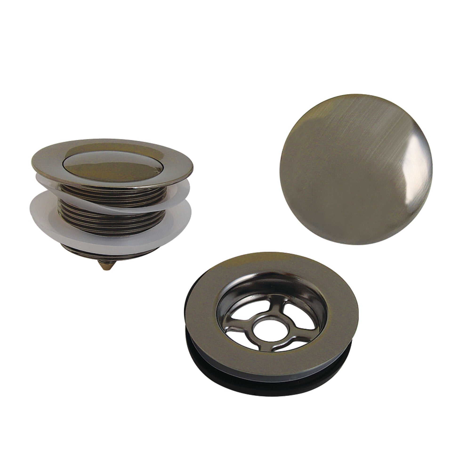 Kingston Brass VTDETRIMAN Trimscape Toe Touch Tub Drain Trim Kit with Overflow Plate, Antique Nickel