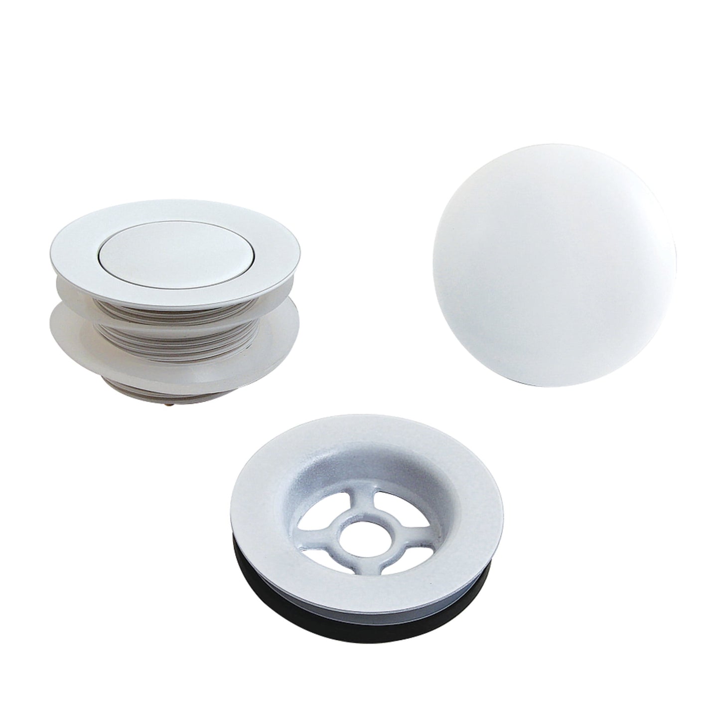 Kingston Brass VTDETRIMWH Trimscape Toe Touch Tub Drain Trim Kit with Overflow Plate, White