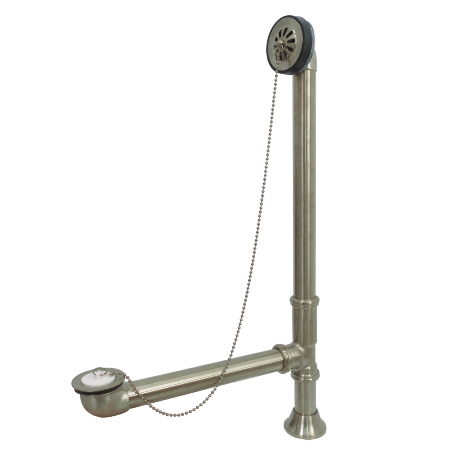 Kingston Brass CC2098 Brass Chain & Stopper Tub Waste and Overflow, Brushed Nickel, 20-1/4 in~22-5/8 in x 7 in (L) x 3 in (W) x 14-1/4 in~15 in (H)