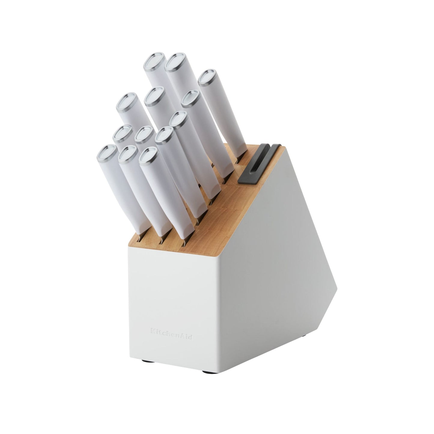 KitchenAid 14-Piece Slim Knife Block Set with Sharpener, High-Carbon Stainless Steel, White