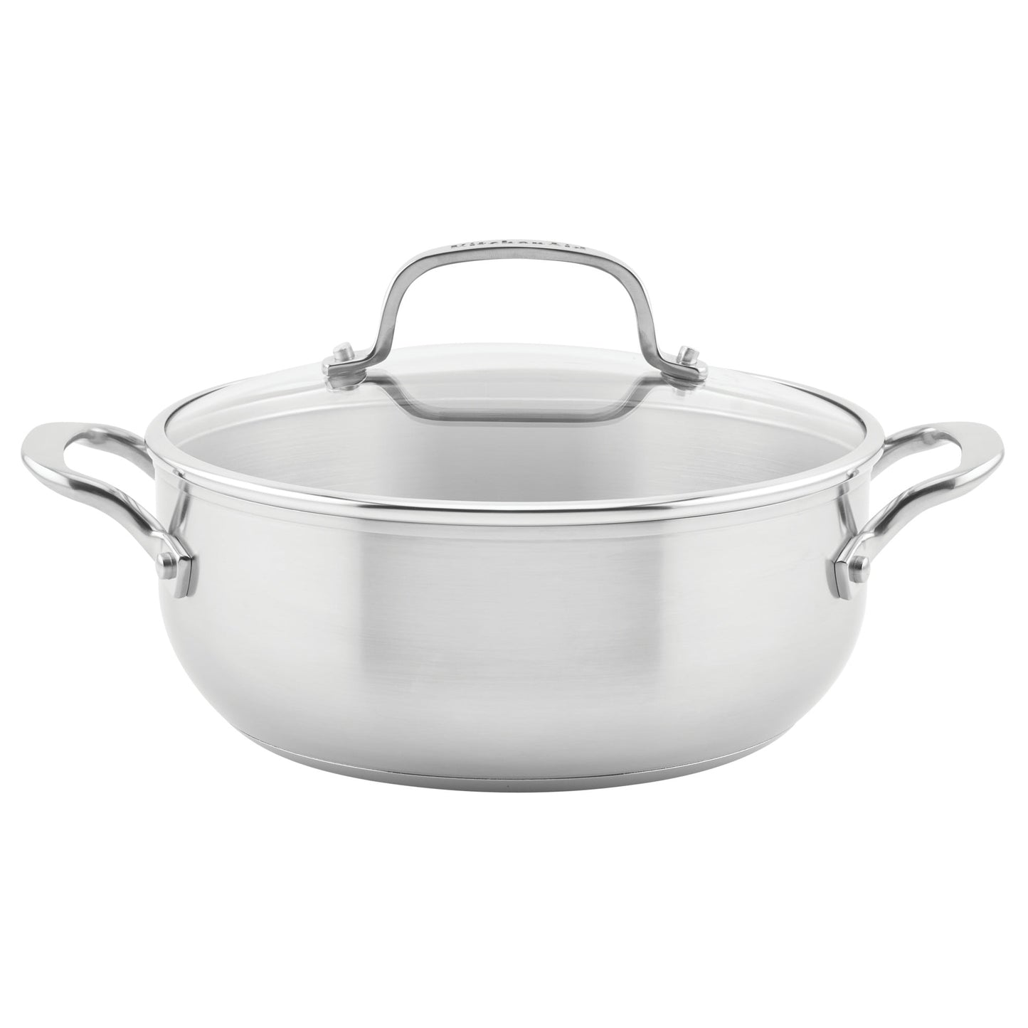 KitchenAid 3-Ply Base 4 Quart Stainless Steel Induction Casserole with Lid, Metal Utensil and Dishwasher Safe and Oven Safe to 500Ã‚Â°F, Brushed Stainless Steel