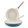 KitchenAid Hard-Anodized 2 Pcs Ceramic Induction Skillet Set, Dishwasher Safe and Oven Safe to 500Â°F, Agave Blue
