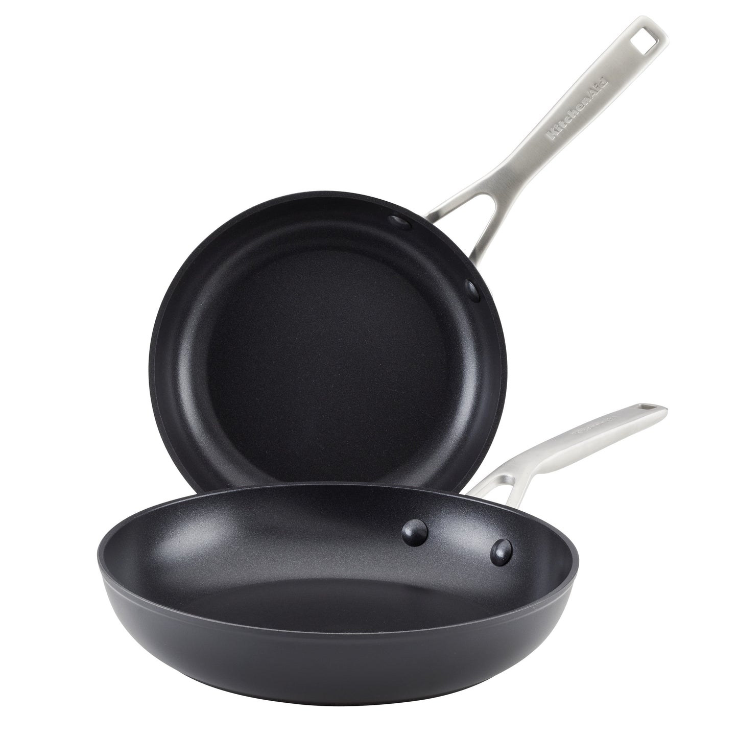 KitchenAid Hard-Anodized 2 Pcs Induction Nonstick Frying Pan Set, Dishwasher Safe and Oven Safe to 500Â°F, Matte Black