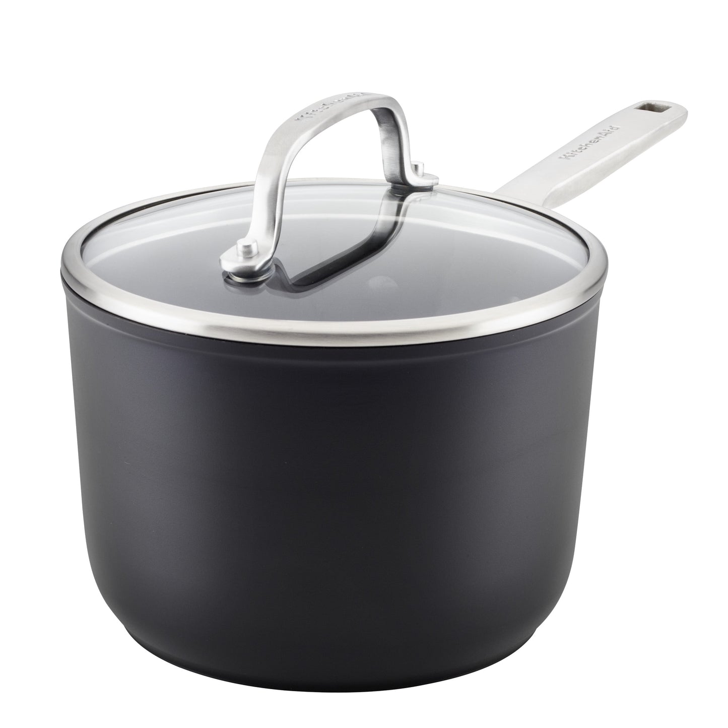 KitchenAid Hard-Anodized 2 Quart Induction Nonstick Sauce Pan with Lid, Dishwasher Safe and Oven Safe to 500Â°F, Matte Black