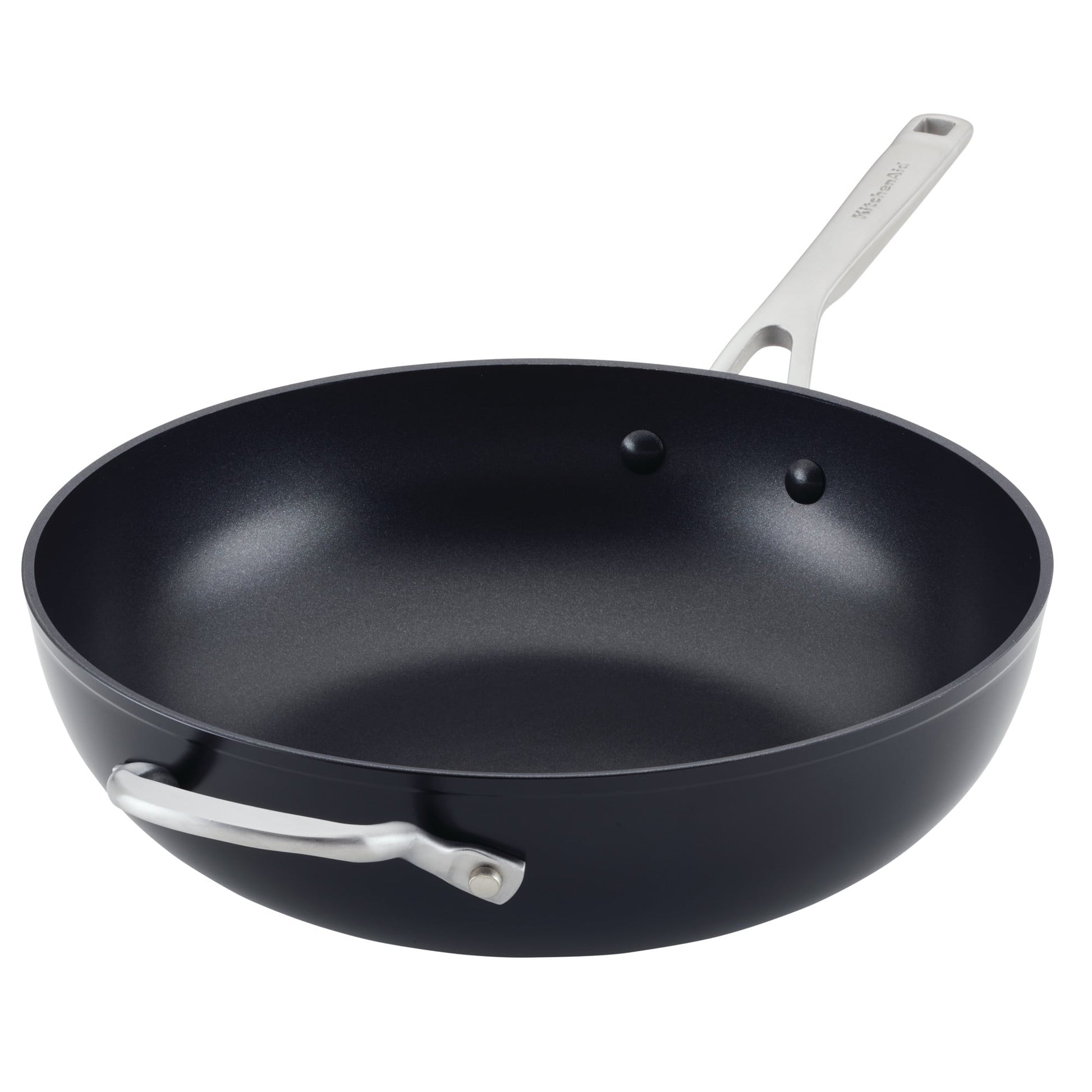 KitchenAid SartÃ©n/wok para Saltear Antiadherente de InducciÃ³n de 12.25 Pulgadas de Aluminio Anodizado Duro con Asa Auxiliar, Apto para Lavavajillas y Horno hasta 500Â°F, Negro Mate