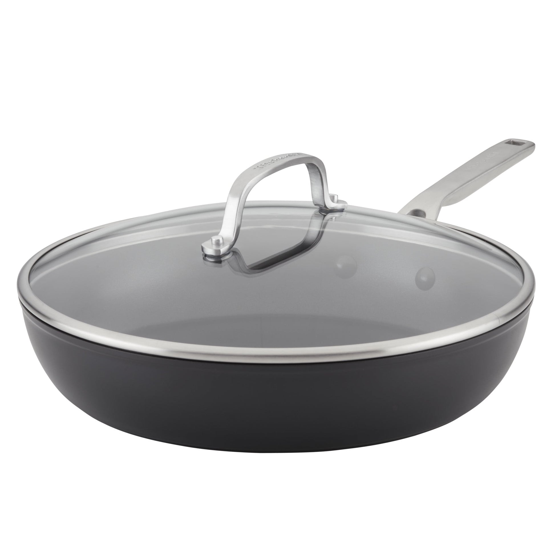 KitchenAid Hard-Anodized 12.25 Inch Induction Nonstick Frying Pan with Lid, Dishwasher Safe and Oven Safe to 500Â°F, Matte Black