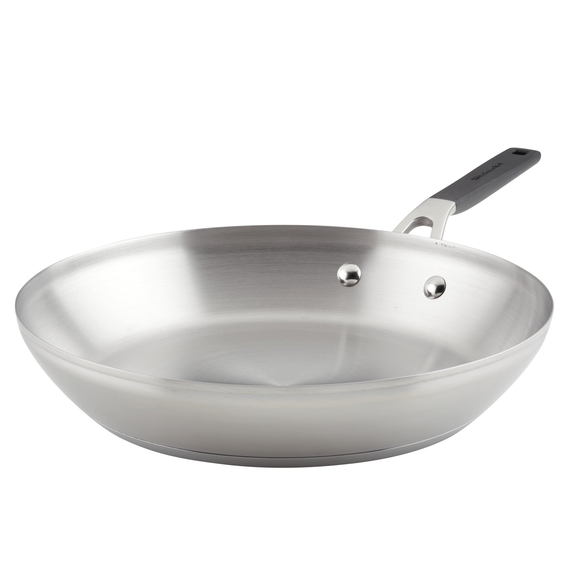 KitchenAid Stainless Steel 12 Inch Induction Frying Pan Metal Utensil and Dishwasher Safe, Brushed Stainless Steel