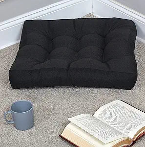 Klear Vu Gripper Non-Slip Floor Cushions for Adults, Extra Thick Square Meditation Pillow, Ideal for Yoga, Seating or Lounging, 21"x21", 1 Count, Midnight Black