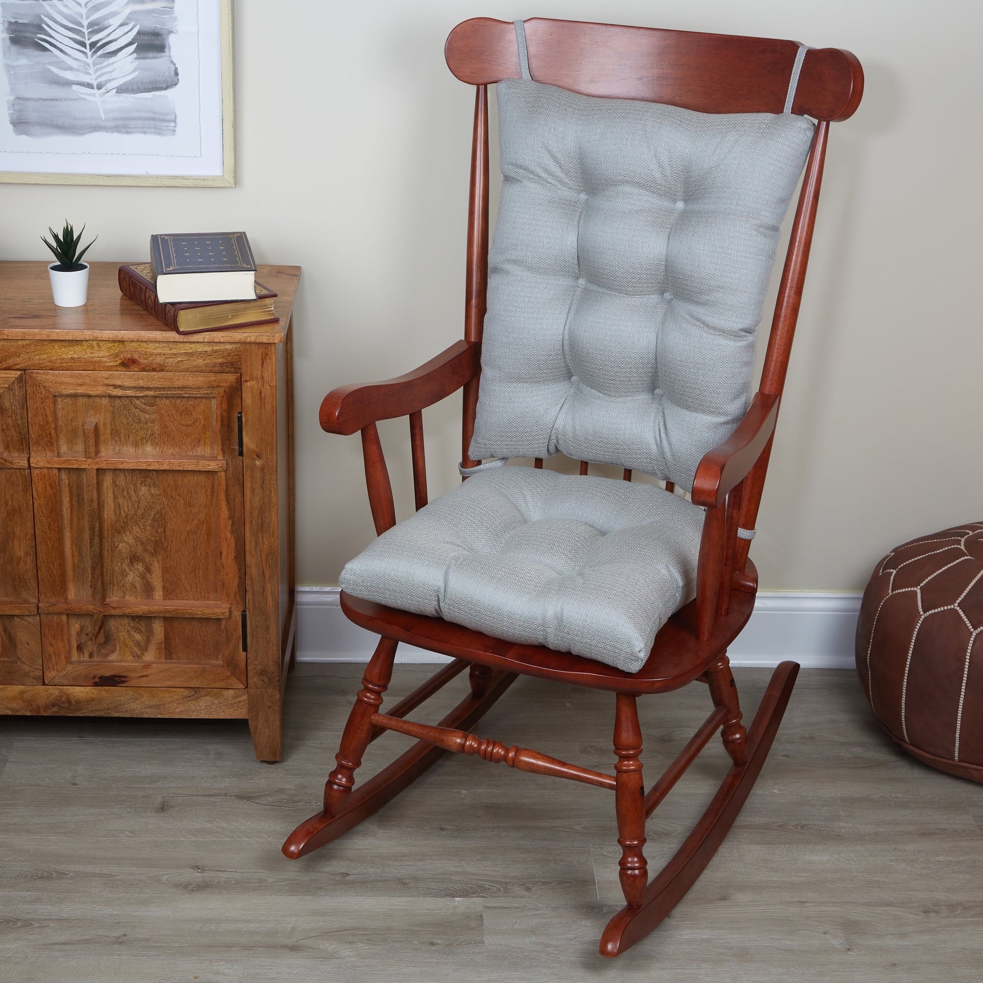 Klear Vu Gripper Non-Slip Omega 2-Piece Rocking Chair Cushion Set, Gray