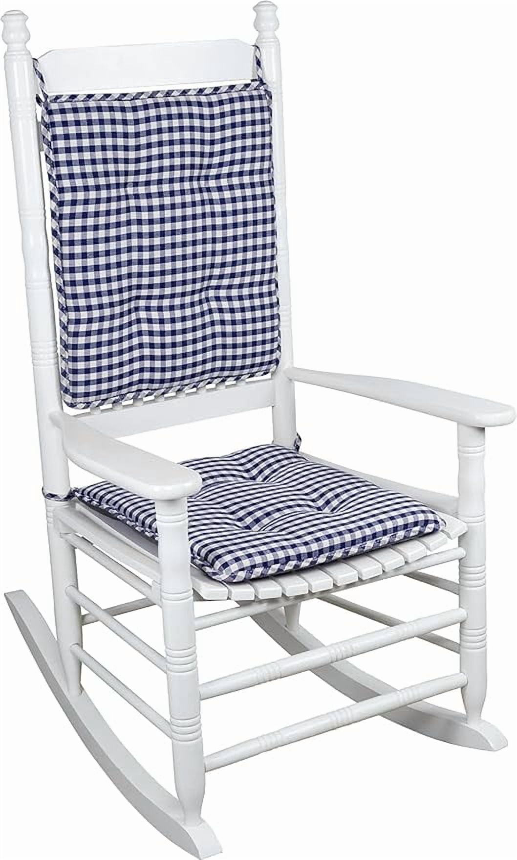 Klear Vu Porch Rocking Chair Cushions Set, Suitable for Living Room Rockers, Stylish Seat and Back Pads Include Non-Slip Bottom + Fabric Ties, 20" X 17" X 2â€, Navy