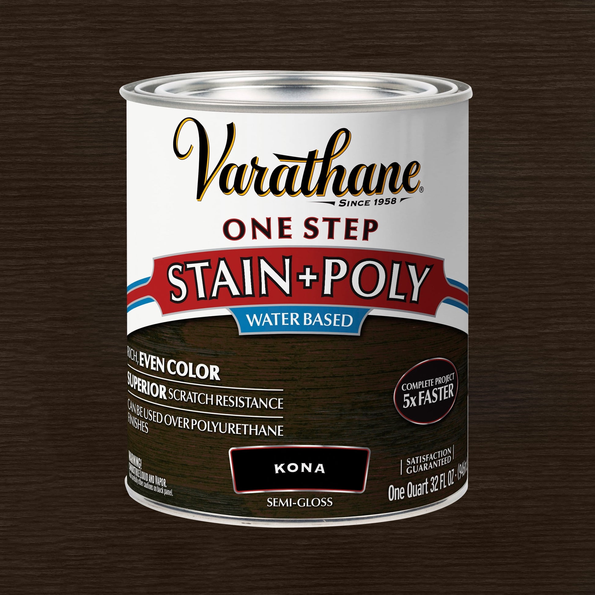 Kona, Varathane One Step Interior Wood Stain + Polyurethane, Semi-Gloss -333655, Quart
