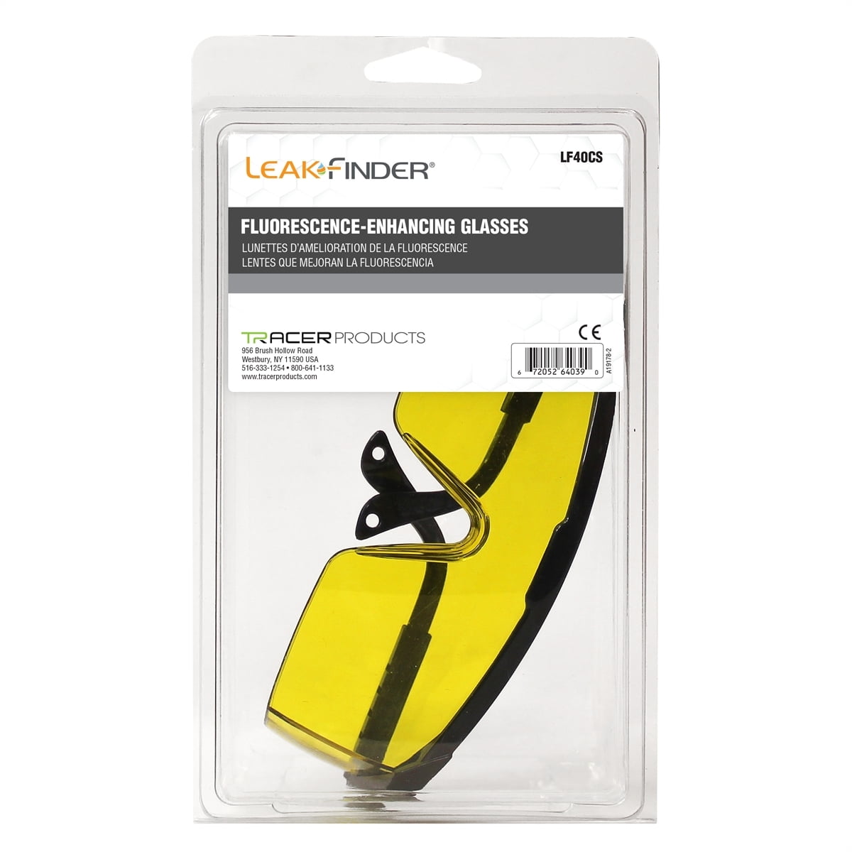 LEAKFINDER LF40CS UV Fluorescent Leak Detection Dye Enhancing Glasses - Enhances Leak Detecting Dye for Refrigerant, Oil, ATF, Fuel, Coolants and Power Steering Fluids, A