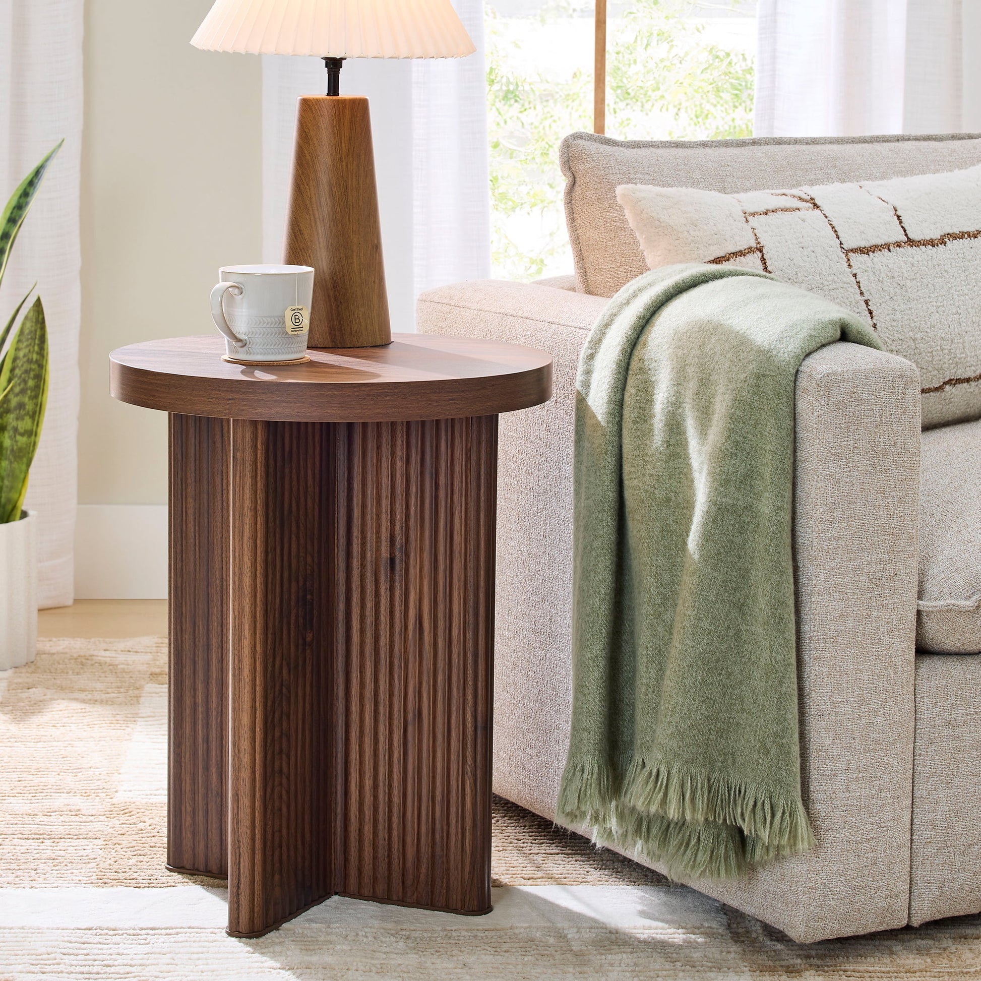 Better Homes & Gardens Lillian Fluted End Table, Walnut Finish