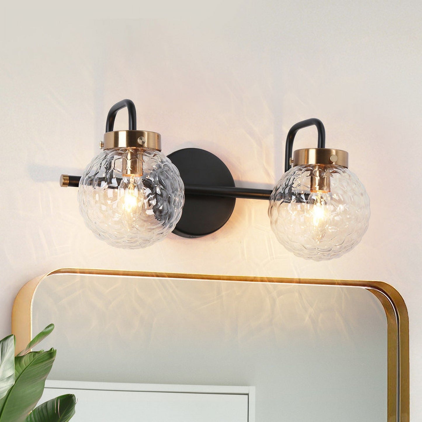 LNC Astrid 15-in 2-Light Matte Gold LED Modern/Contemporary Vanity Light