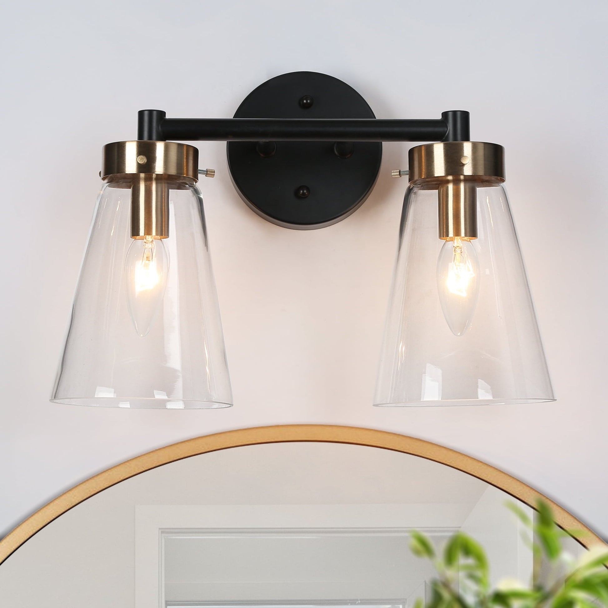 LNC Deferoiry 13.8-in 2-Light Matte Black LED Modern/Contemporary Vanity Light