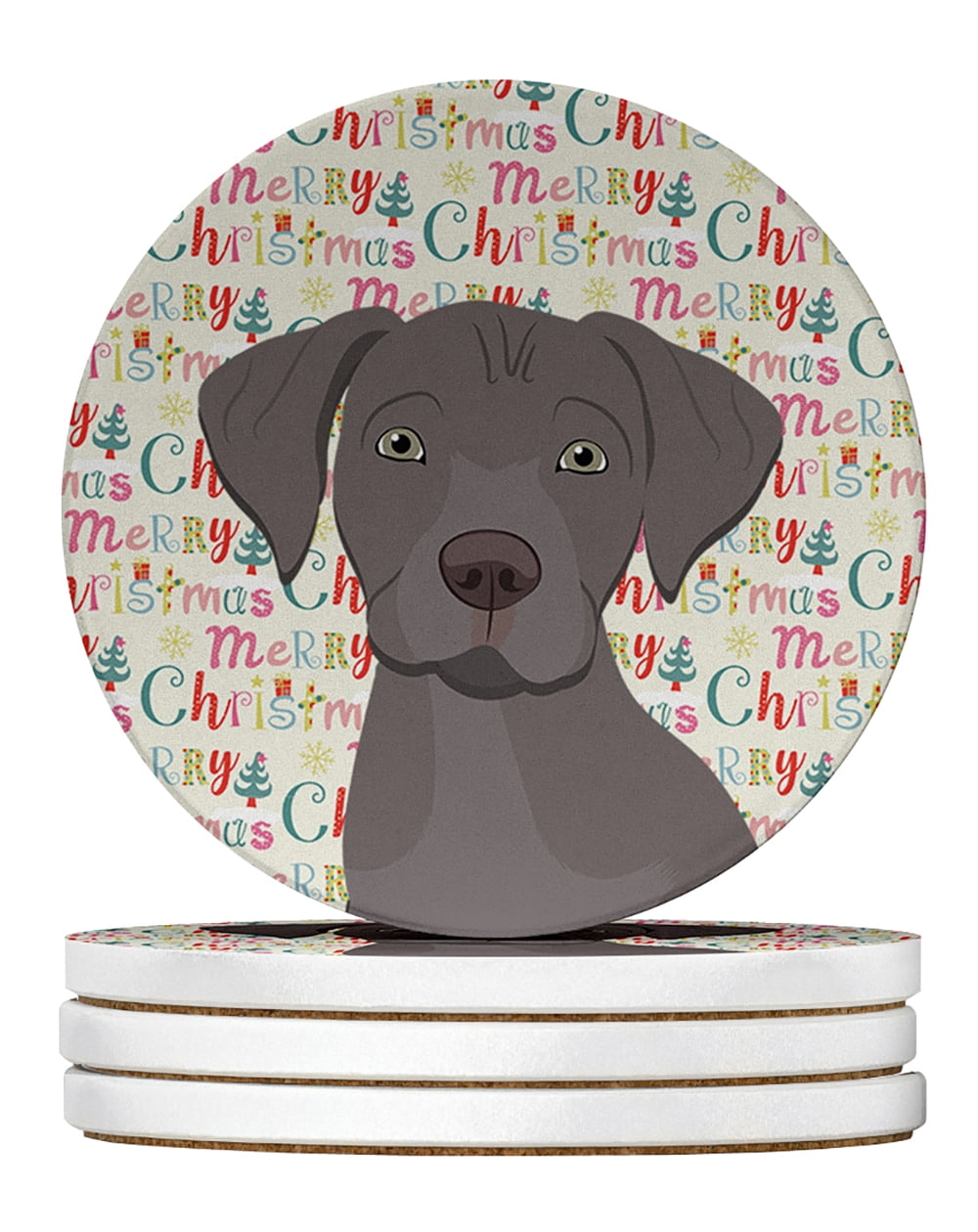 Labrador Retriever Gray Puppy Christmas Large Sandstone Coasters Pack of 4 4 in x 4 in