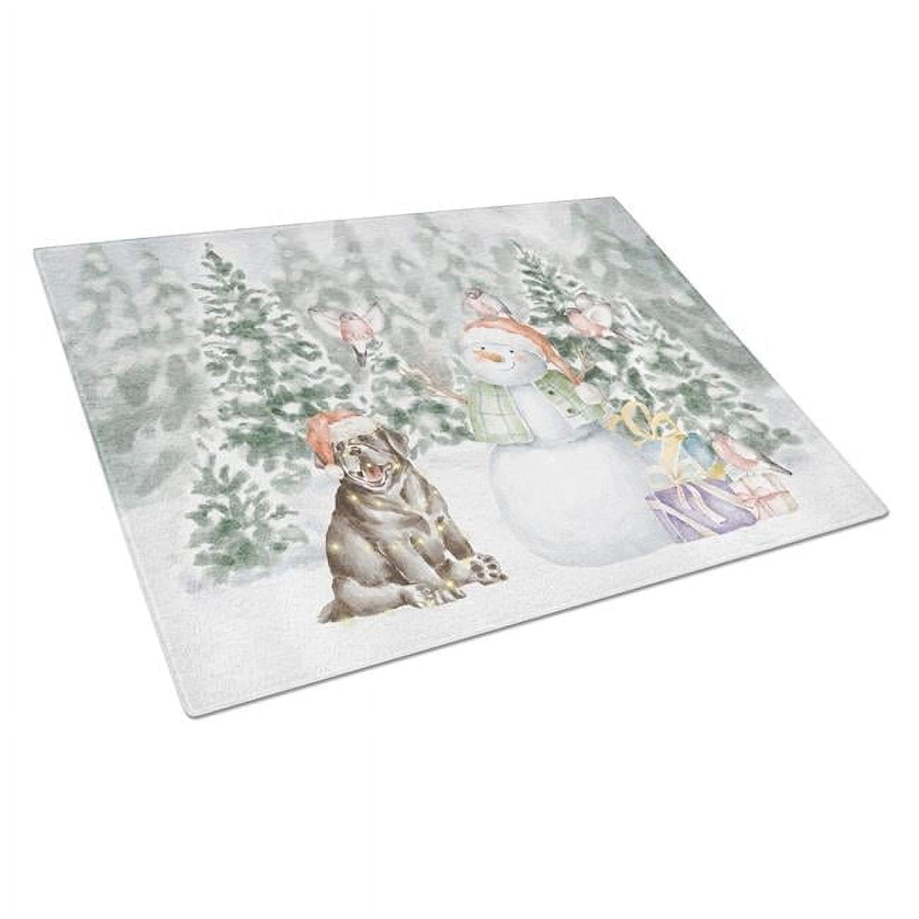 Labrador Retriever Puppy Black with Christmas Presents Glass Cutting Board Large 12 in x 15 in