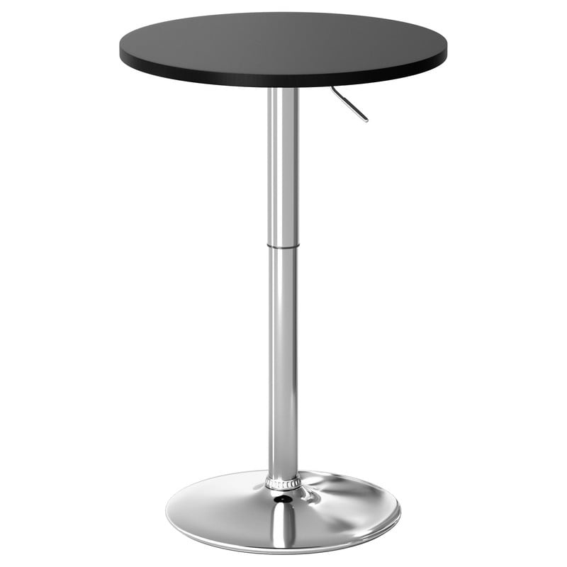 Lacoo 23.6" Adjustable Round Bistro Pub Table, Swivel Pub Table with Metal Base for Home Bar, Kitchen, Dining Room, Black/Sliver