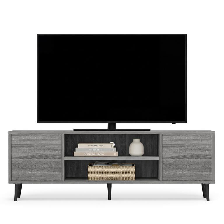 Lacoo 58'' TV Stands for TVs up to 65'', Entertainment Center with 2 Storage Cabinets & Adjustable Shelves, TV Media Console Table for Living Room, Gray