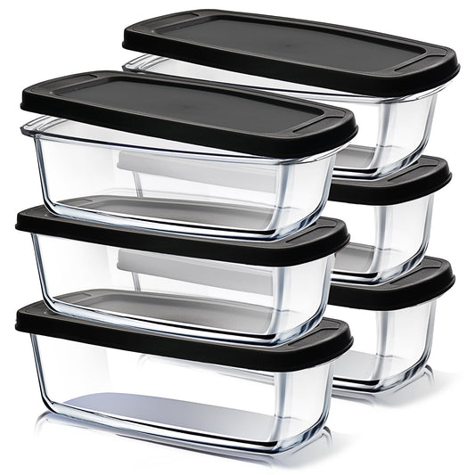 LammaLoe Glass Loaf Pan Set 12 Piece Glass Baking Dish with Leakproof Lids, Glass Food Storage Containers for Oven, Microwave & Freezer