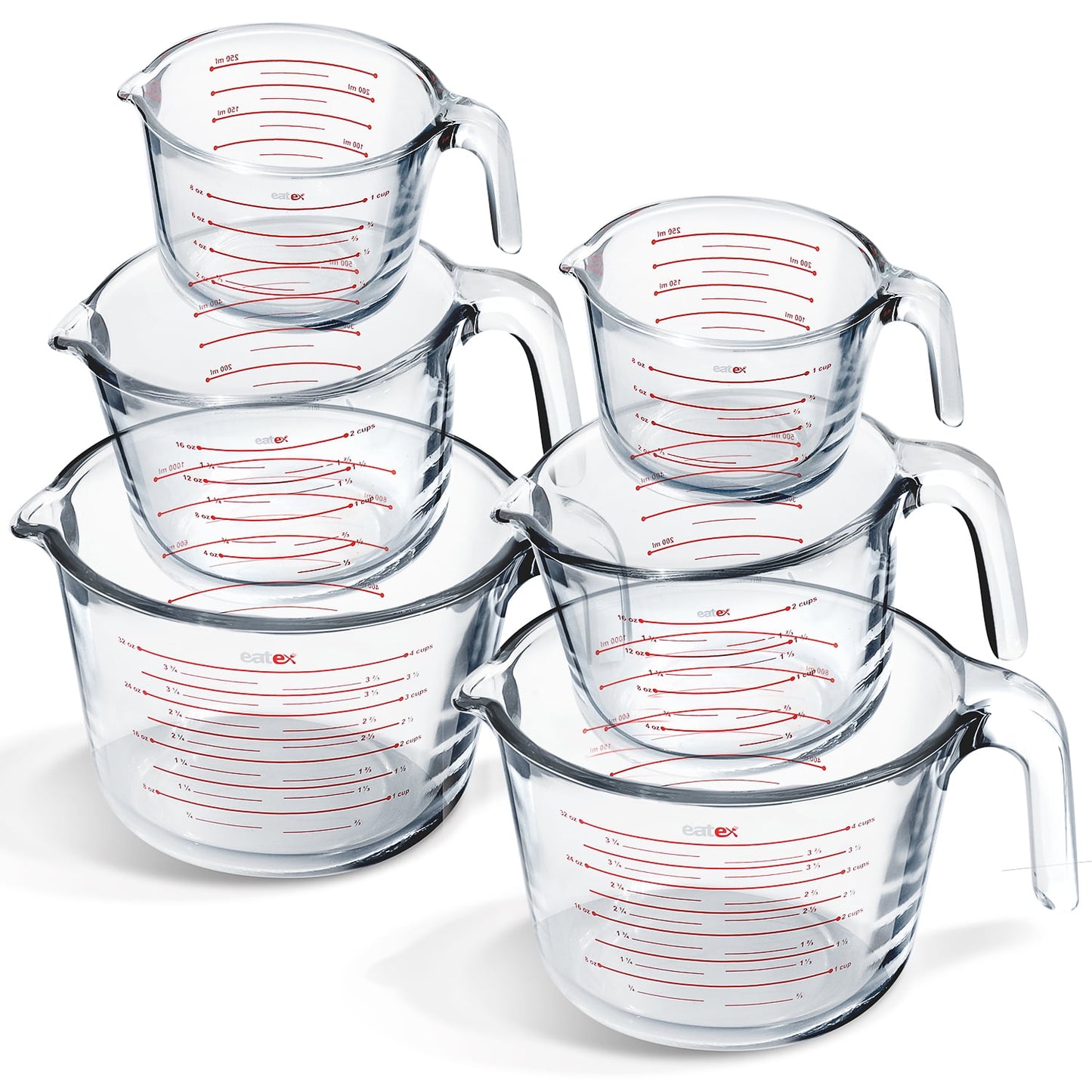 LammaLoe Glass Measuring Cup Set, 6 Piece Borosilicate Measuring Cups for Baking, Dry & Liquid Measuring, Dishwasher Safe