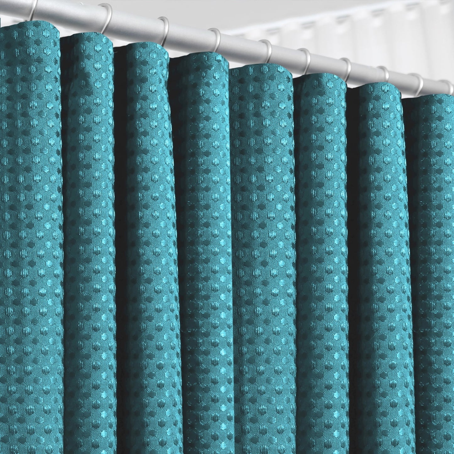 LammaLoe Teal Shower Curtain, Waffle Weave Heavy Duty Fabric Shower Curtain, 72â€ x 72" Hotel Luxury 256 GSM Bathroom Curtains