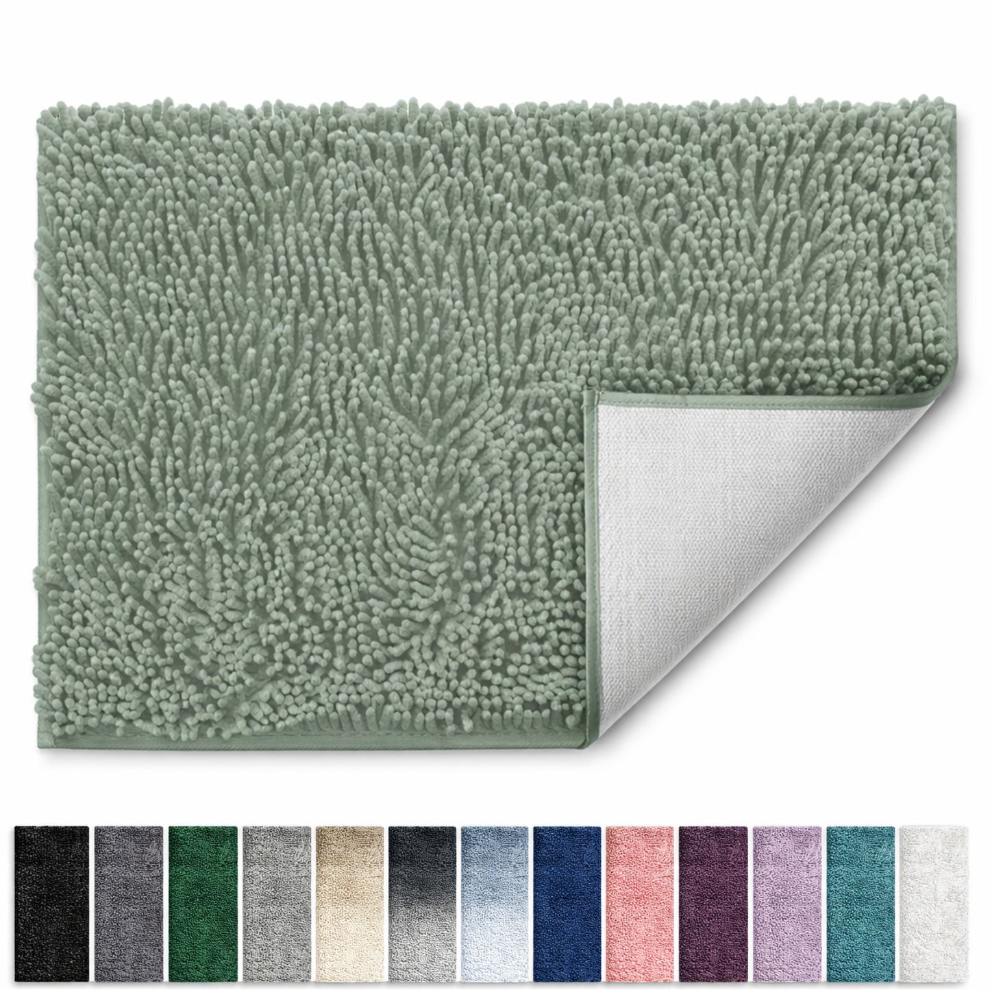 Lammaloe Chenille Bathroom Rugs Non Slip Bath Mat, 26"Ã— 44" Ultra Absorbent, Bath Mats for Bathroom, Soft Sage