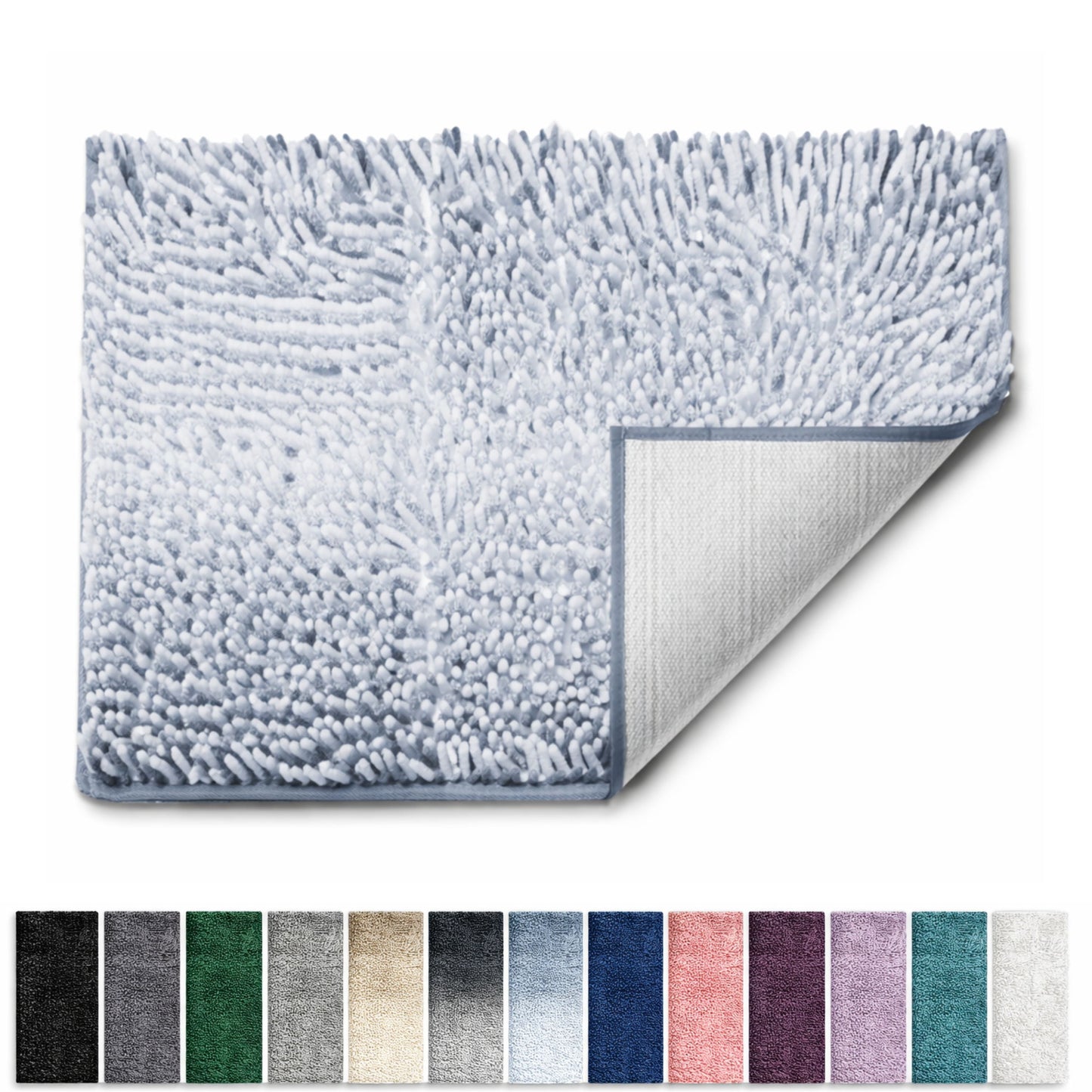Lammaloe Chenille Bathroom Rugs Non Slip Bath Mat, 26x44 Ultra Absorbent, Bath Mats for Bathroom, Blue Ombre