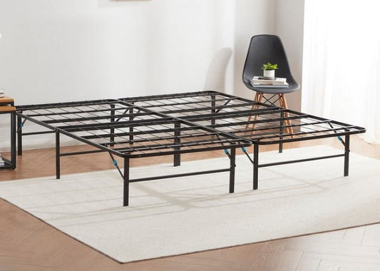 Lammaloe Foldable Bed Frame Queen with 14" Storage, Metal Platform Foldable Bed Base Queen, No Box Spring Required, Tool-Free Assembly