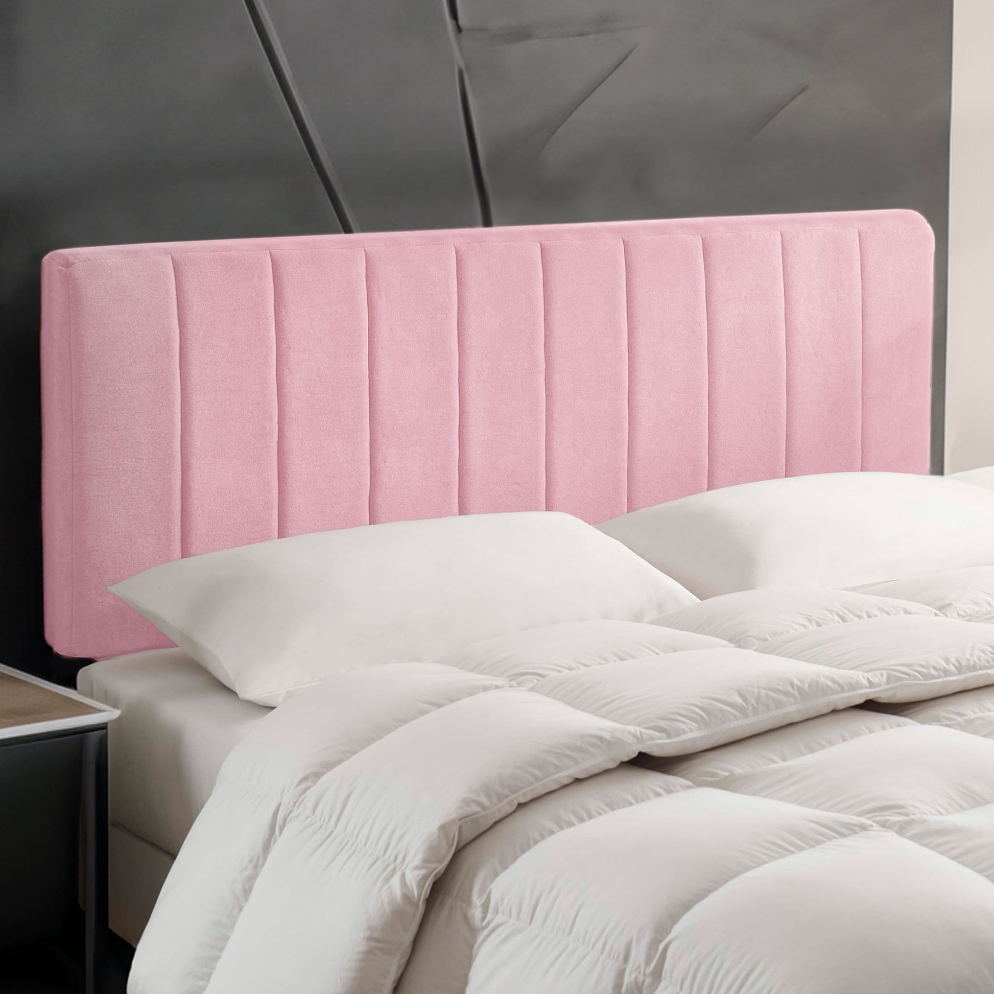 Lammlaoe Full Size Headboard, Upholstered Wall Mounted, Peel and Stick Installation, Sound Reducing 3D Panel Design, Easy Assembly, Pink